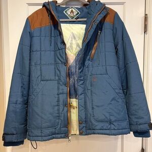 Volcom Men's Blue and Brown Ski Jacket
